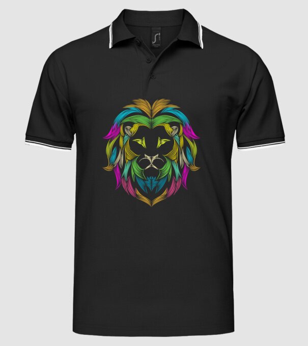 lion line art design model negru pe tricou