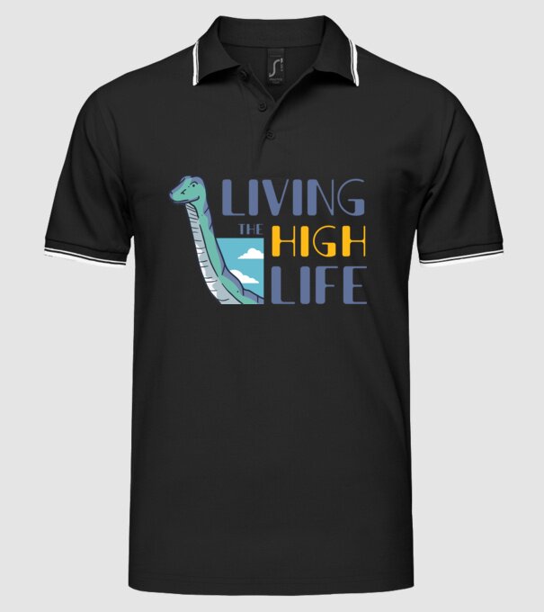 Living the High Life Dinosaur model negru pe tricou