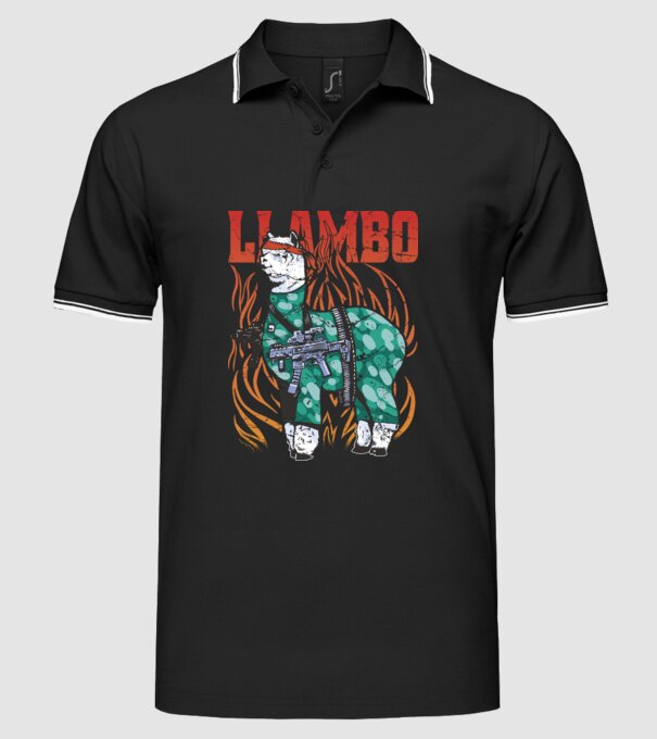 Llambo Lama model negru pe tricou