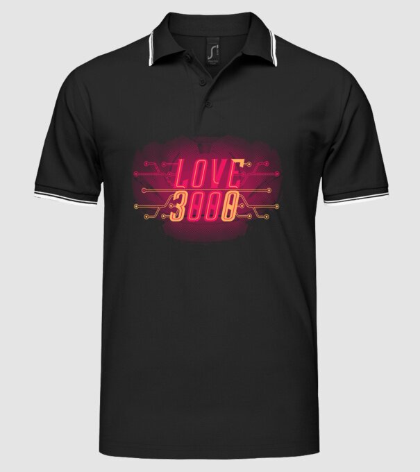 Love 3000 model negru pe tricou