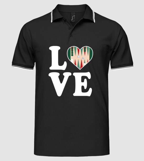Love Backgammon model negru pe tricou