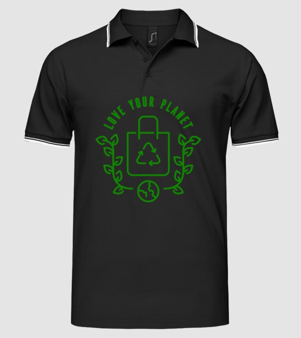 Love Your Planet - Ziua Pământului model negru pe tricou