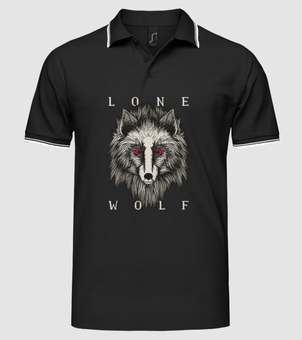 Lup Singuratic model negru pe tricou