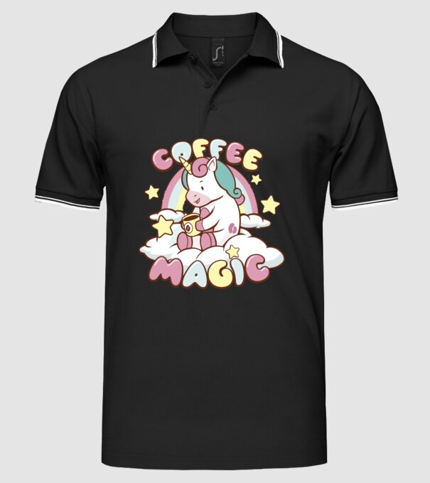 Cafea Magică Unicorn model negru pe tricou