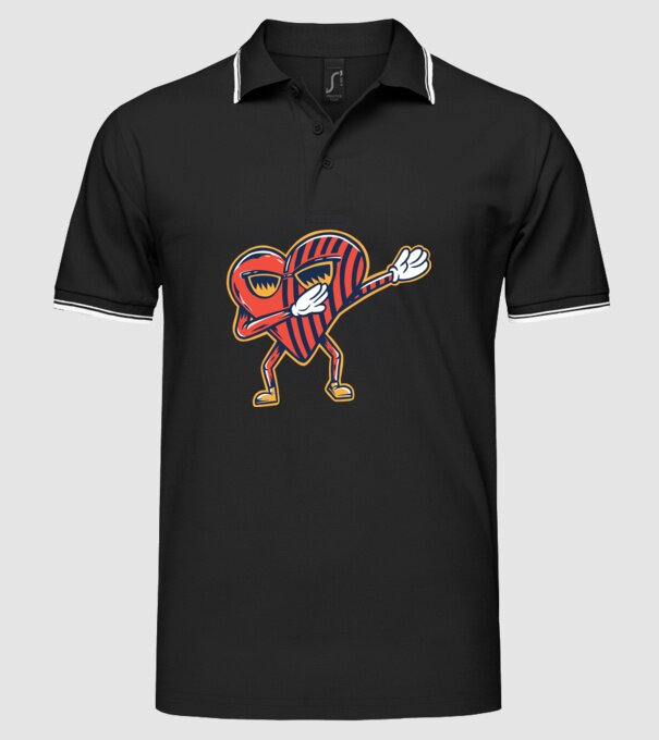 Inimă DAB cărți de joc maghiare model negru pe tricou