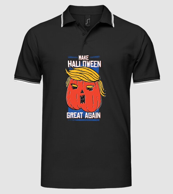 Make Halloween Great Again Trump model negru pe tricou