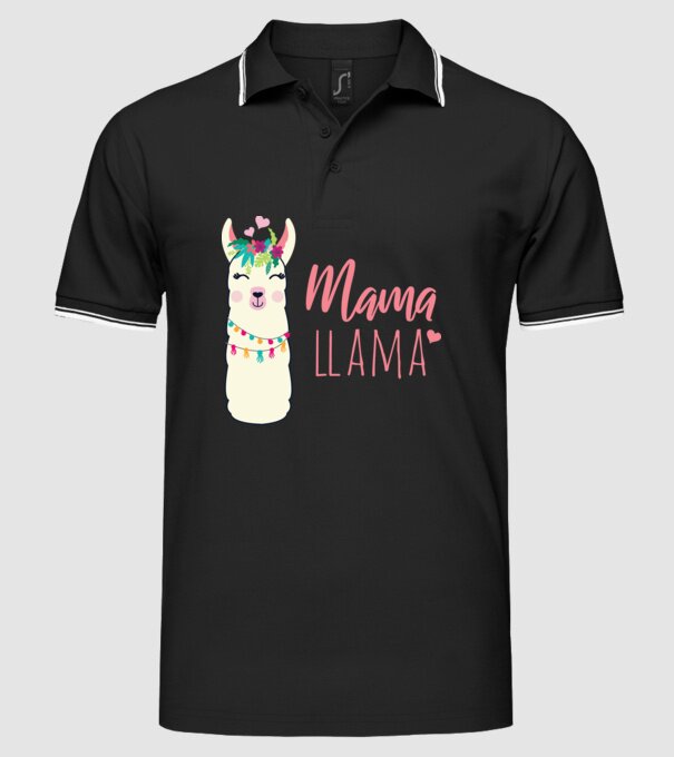 Mama Llama model negru pe tricou