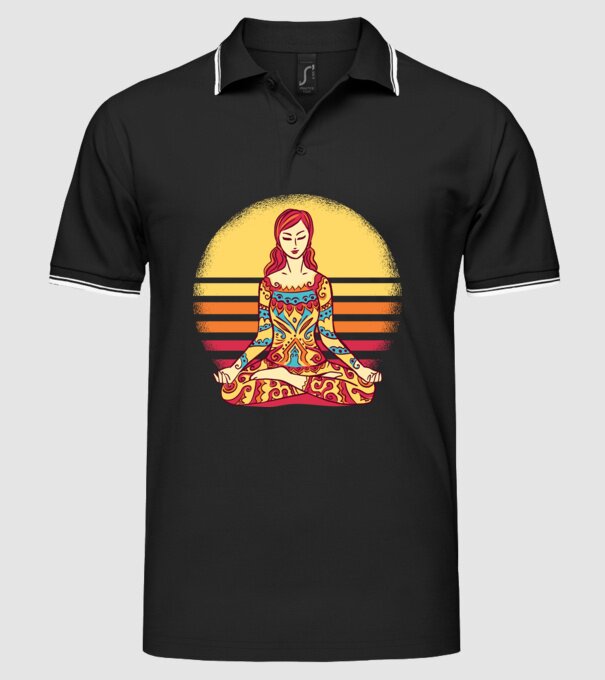 Mandala Yoga Meditație model negru pe tricou