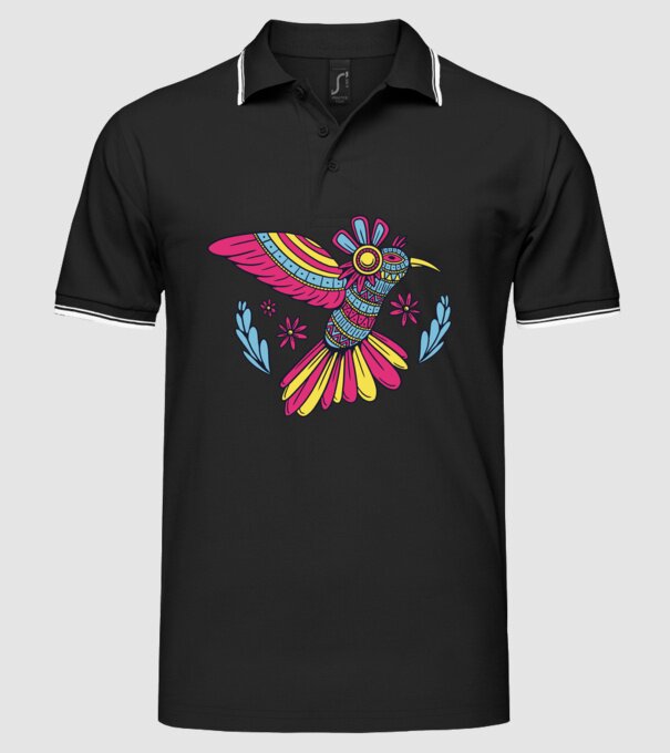 Mandala Colibri model negru pe tricou