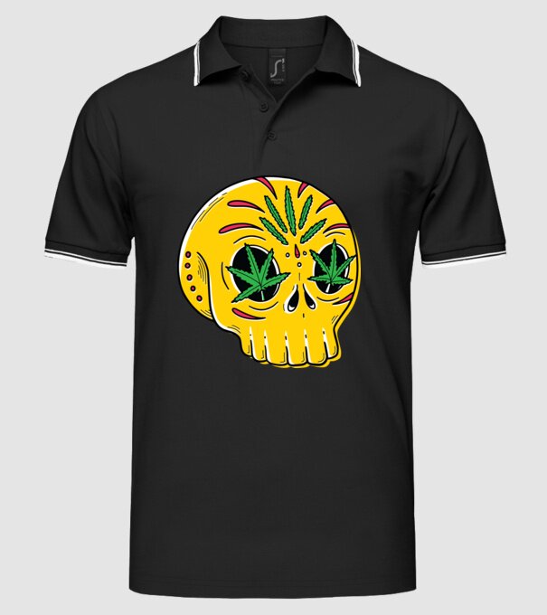 Marijuana Craniu model negru pe tricou
