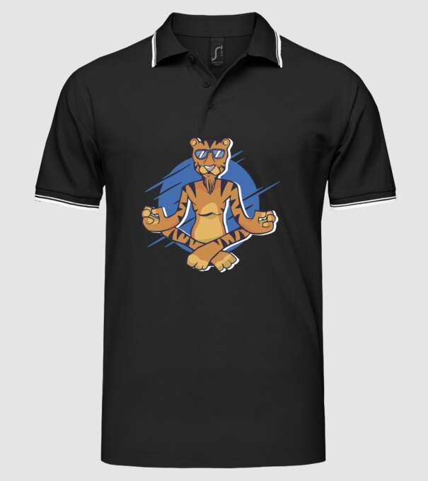 Tigru meditator model negru pe tricou