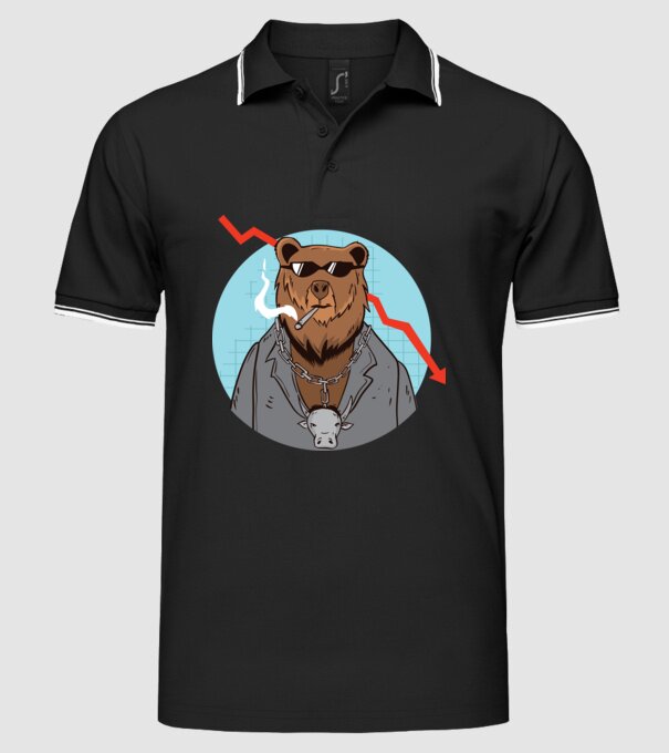Piață urs Bursa de valori model negru pe tricou