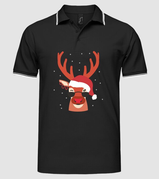Ren cool de Crăciun model negru pe tricou
