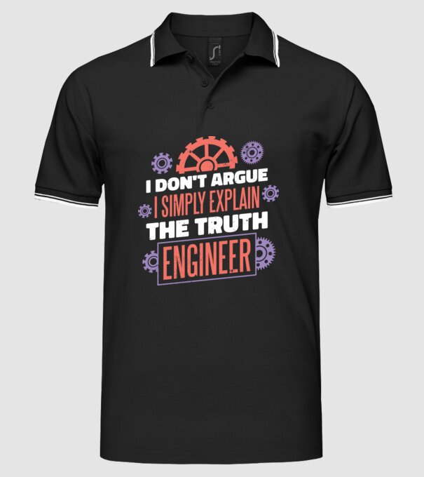 Inginer - Nu discut, pur și simplu spun adevărul model negru pe tricou