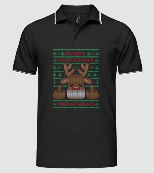 Merry Christmas Madafakas model negru pe tricou