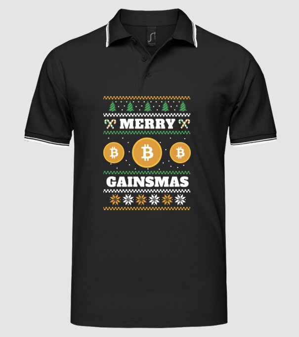 Merry Gainmas Bitcoin tricou cu pulovăr urât model negru pe tricou