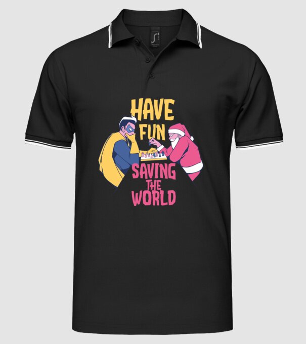 Moș Crăciun și șah super-erou - tricou de Crăciun amuzant model negru pe tricou