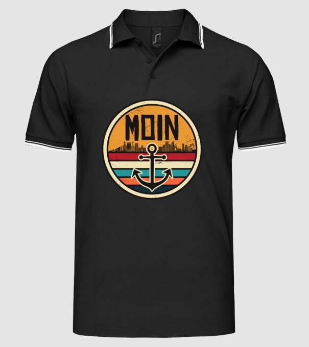 Ancoră Moin model negru pe tricou