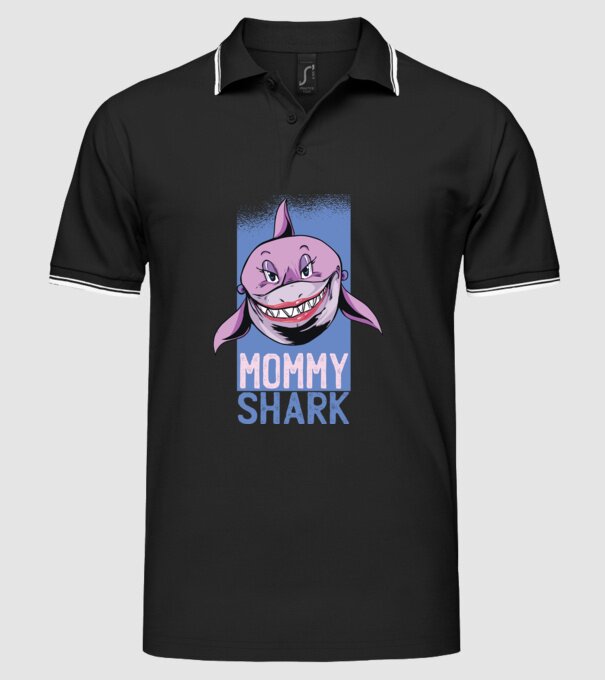 Mommy Shark tricou pentru mama model negru pe tricou