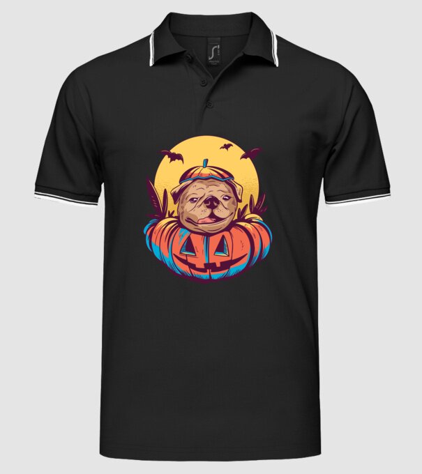 Mops Halloween model negru pe tricou