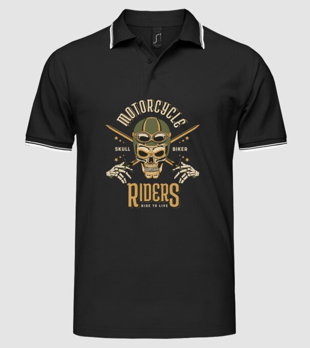 Craniu Motociclist model negru pe tricou