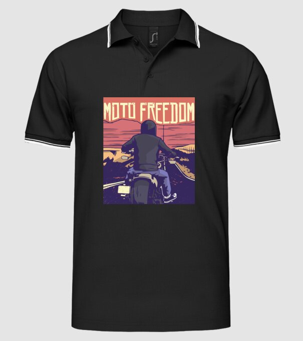 Libertate Motociclist model negru pe tricou