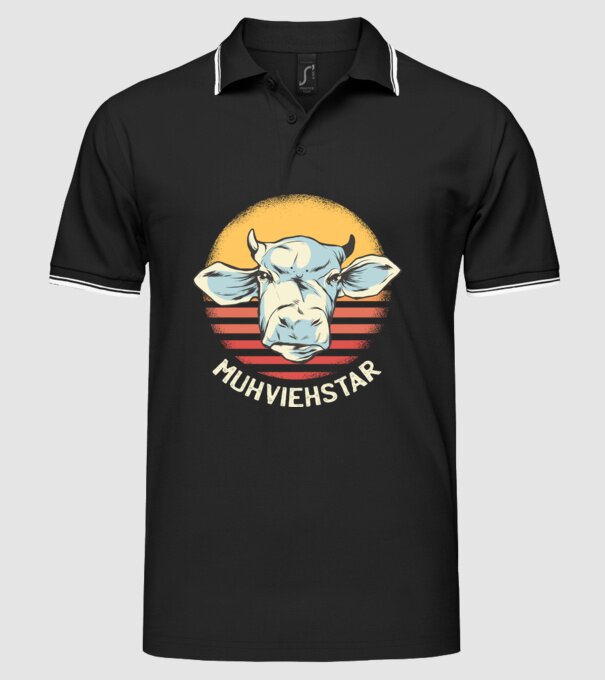 Vacă Muhviehstar model negru pe tricou