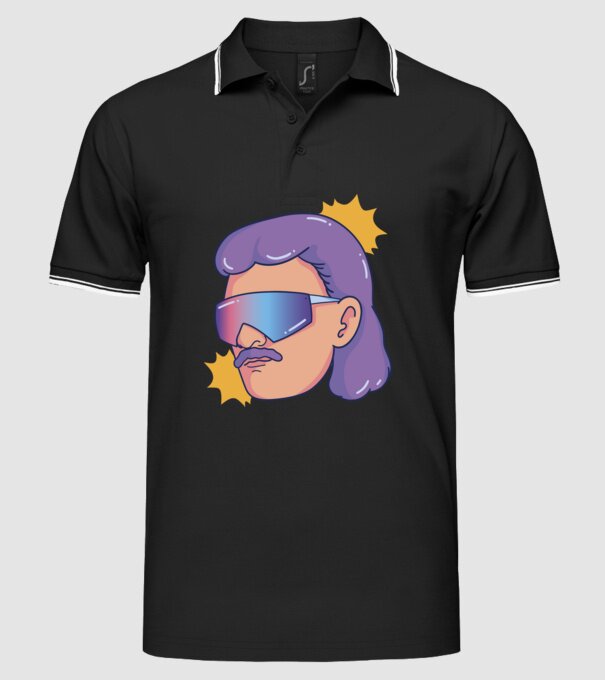 Cap Mullet Retro model negru pe tricou