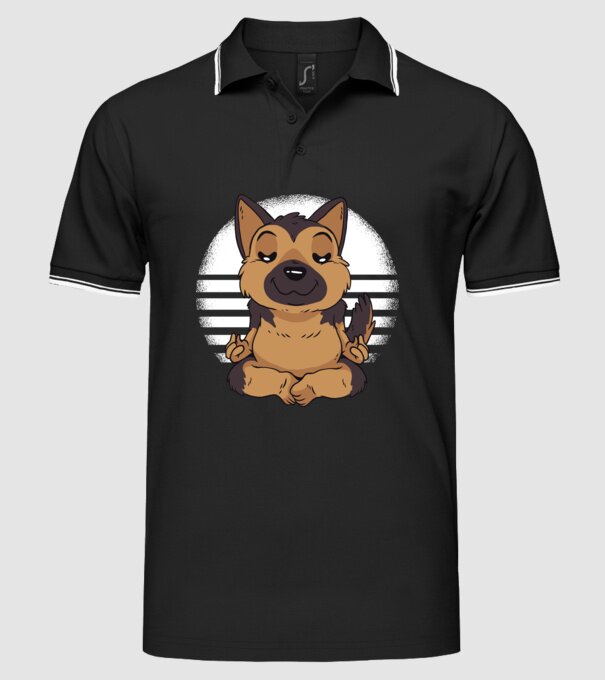 Tricou drăguț ciobănesc german yoga model negru pe tricou