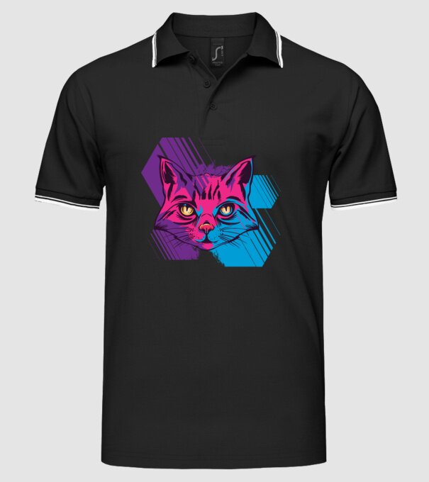 Pisică Neon model negru pe tricou