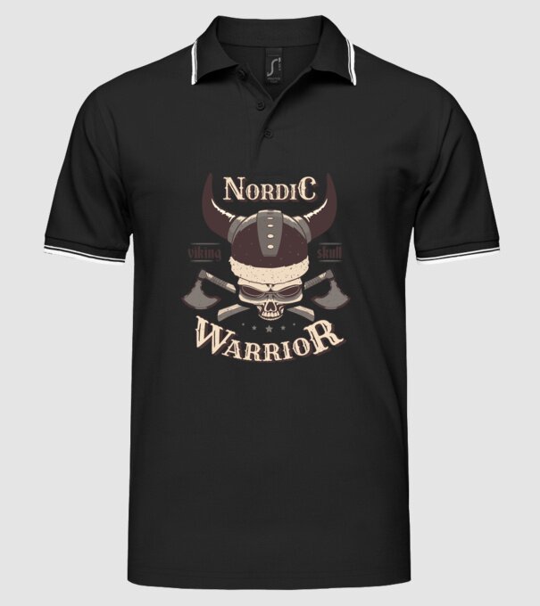 Nordic Warrior model negru pe tricou
