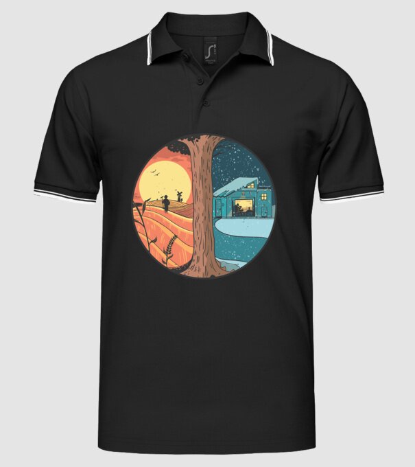 Vară vs iarnă model negru pe tricou