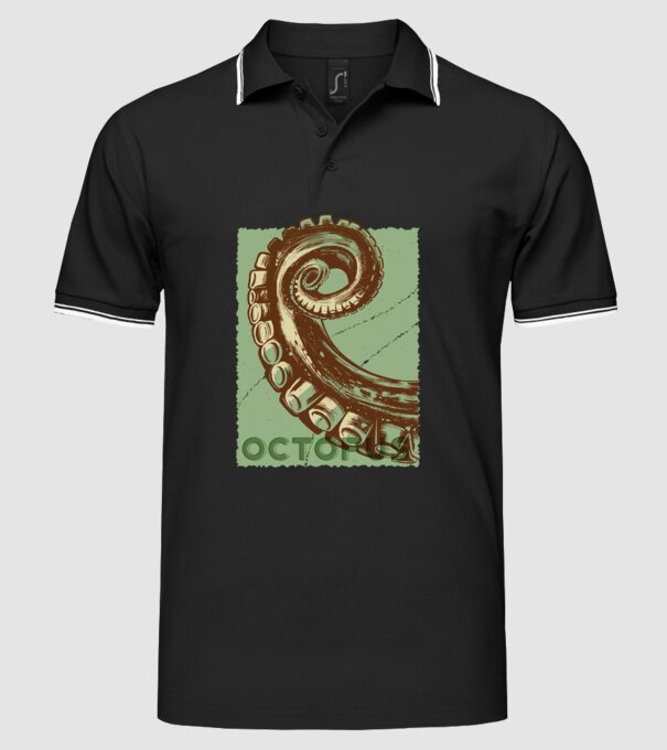 Caracatiță Octopus model negru pe tricou