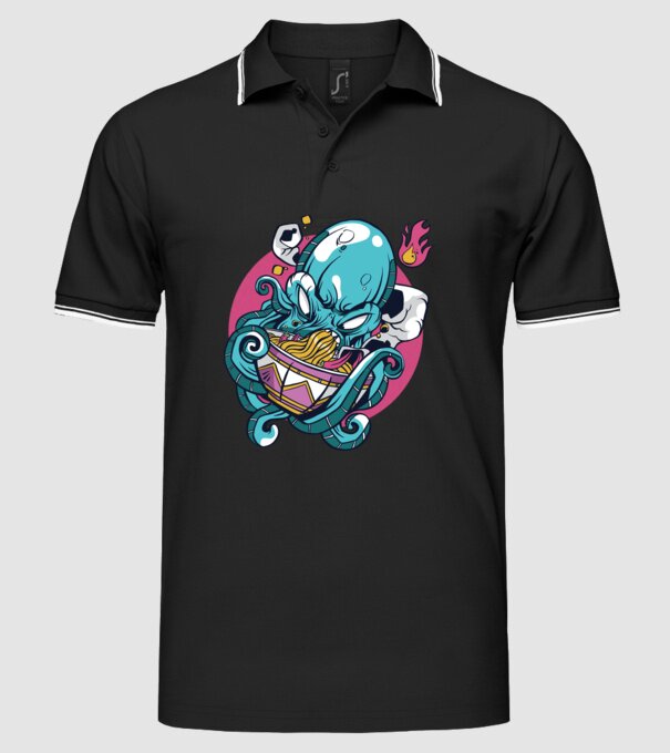Octopus Ramen model negru pe tricou