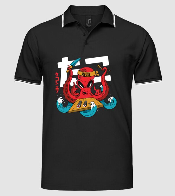 Octopus Sushi model negru pe tricou