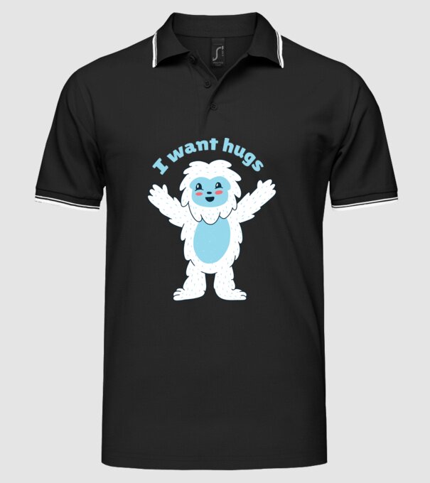 Vreau o îmbrățișare Yeti drăguț model negru pe tricou