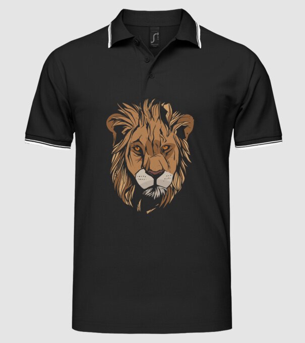 Cap de leu model negru pe tricou