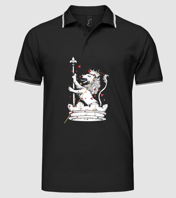 Leu Coroană model negru pe tricou