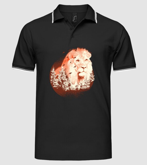 Tricou Leu Natură model negru pe tricou