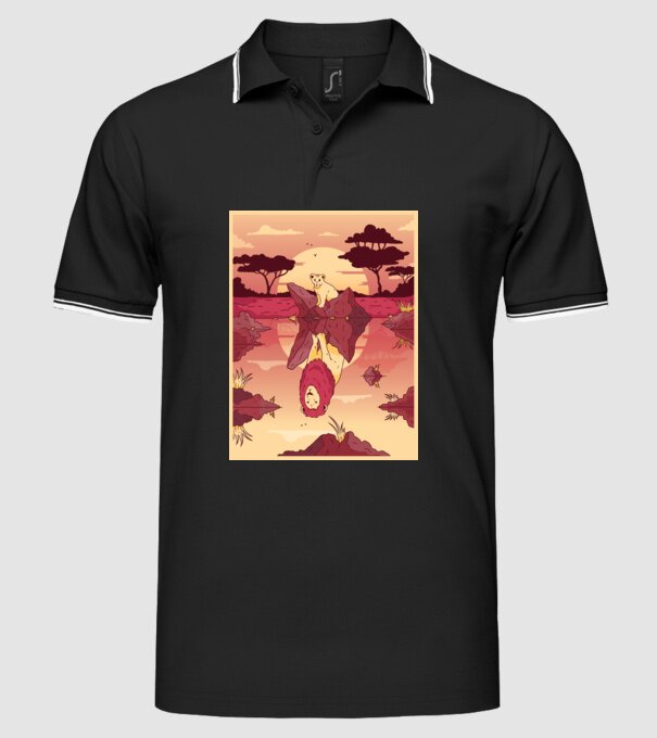 Reflecție leu model negru pe tricou