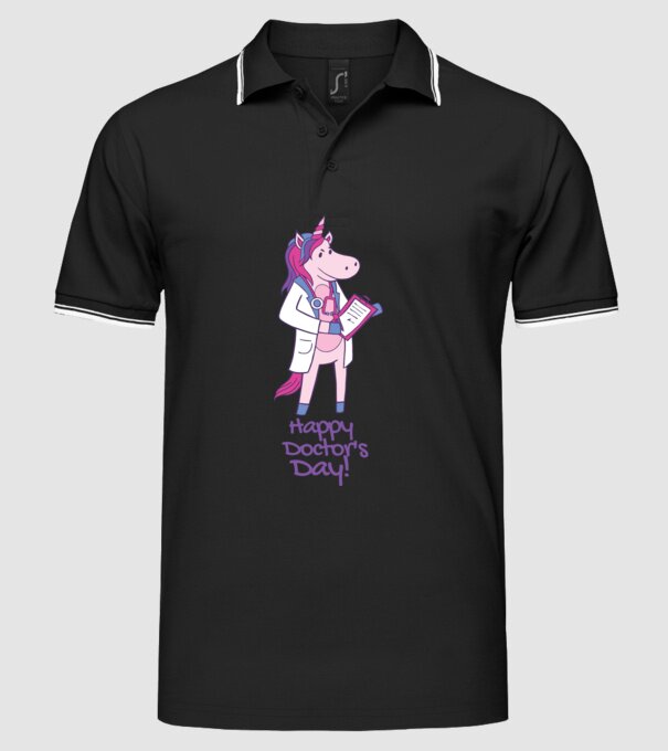 Medic Unicorn model negru pe tricou
