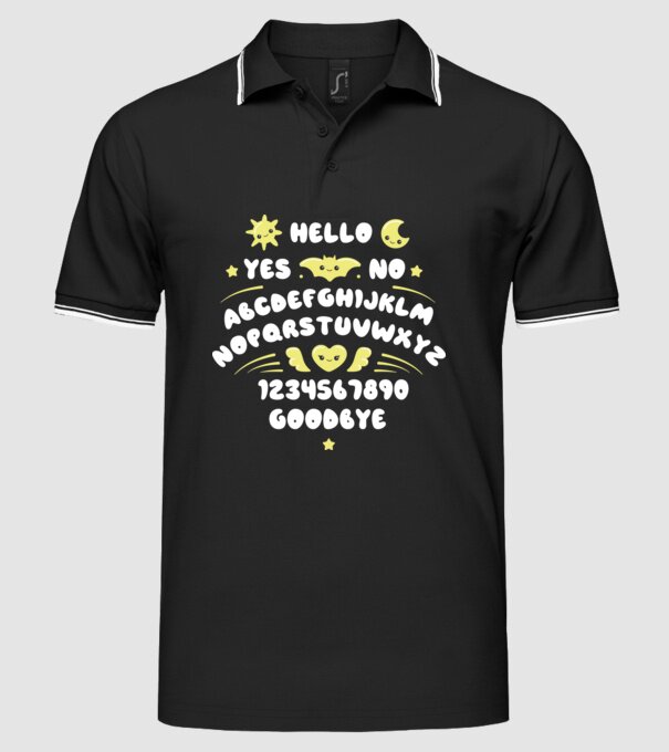 Motiv Ouija model negru pe tricou