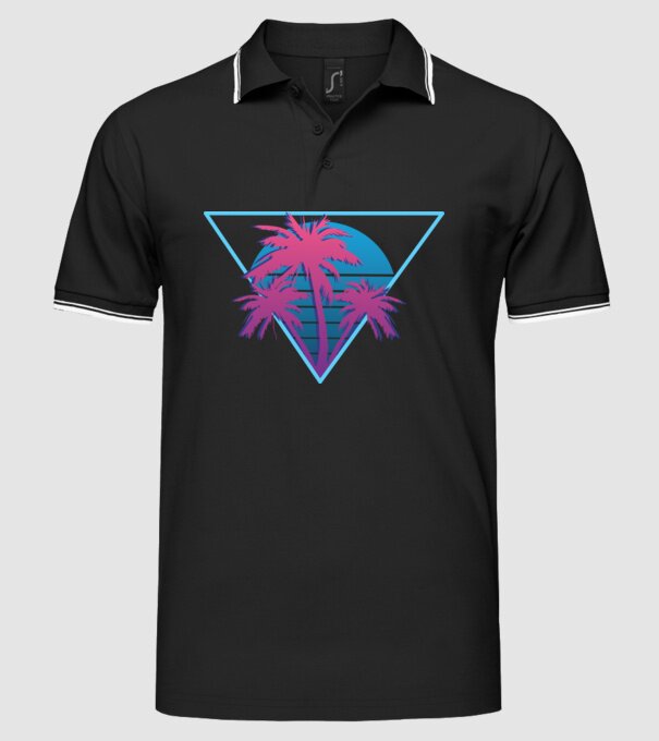 Copaci de palmier Retro Neon model negru pe tricou