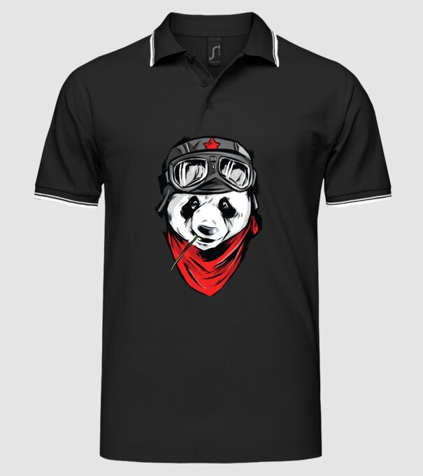 Panda Gerilla model negru pe tricou