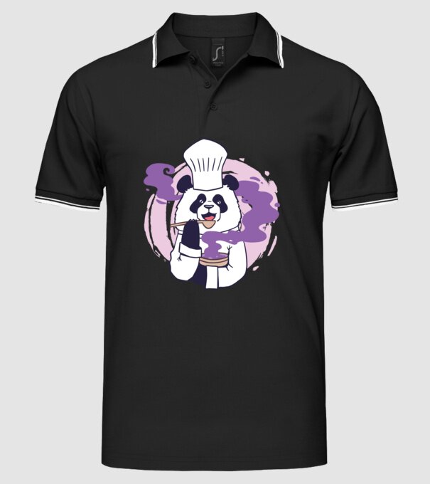 Panda Chef model negru pe tricou
