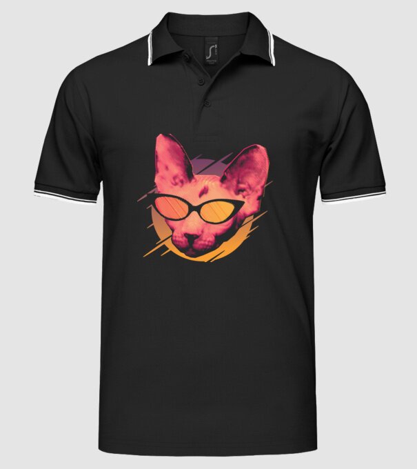Pisică Petrecere model negru pe tricou