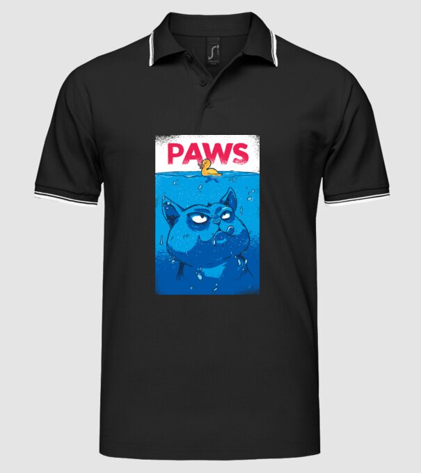 Paws Pisică la atac model negru pe tricou