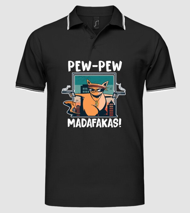 Pew Pew Pew Madafakas Pisică model negru pe tricou