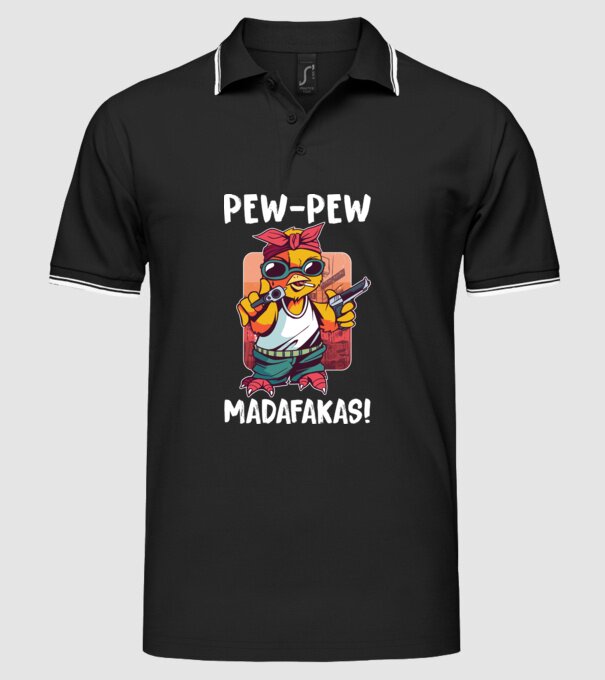 Pew Pew Pew Madafakas Pui model negru pe tricou