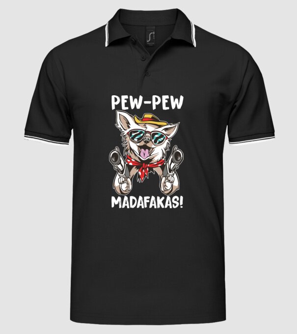 Pew Pew Pew Madafakas Chivava model negru pe tricou
